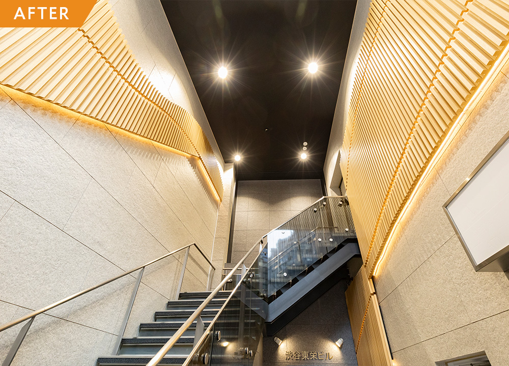 エントランス改修で印象一新、都会に映える建物へ