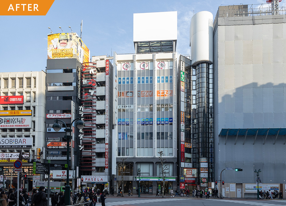 エントランス改修で印象一新、都会に映える建物へ